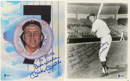 Lot of (2) Mickey Mantle Signed & Inscribed 8x10 Photos (Beckett)